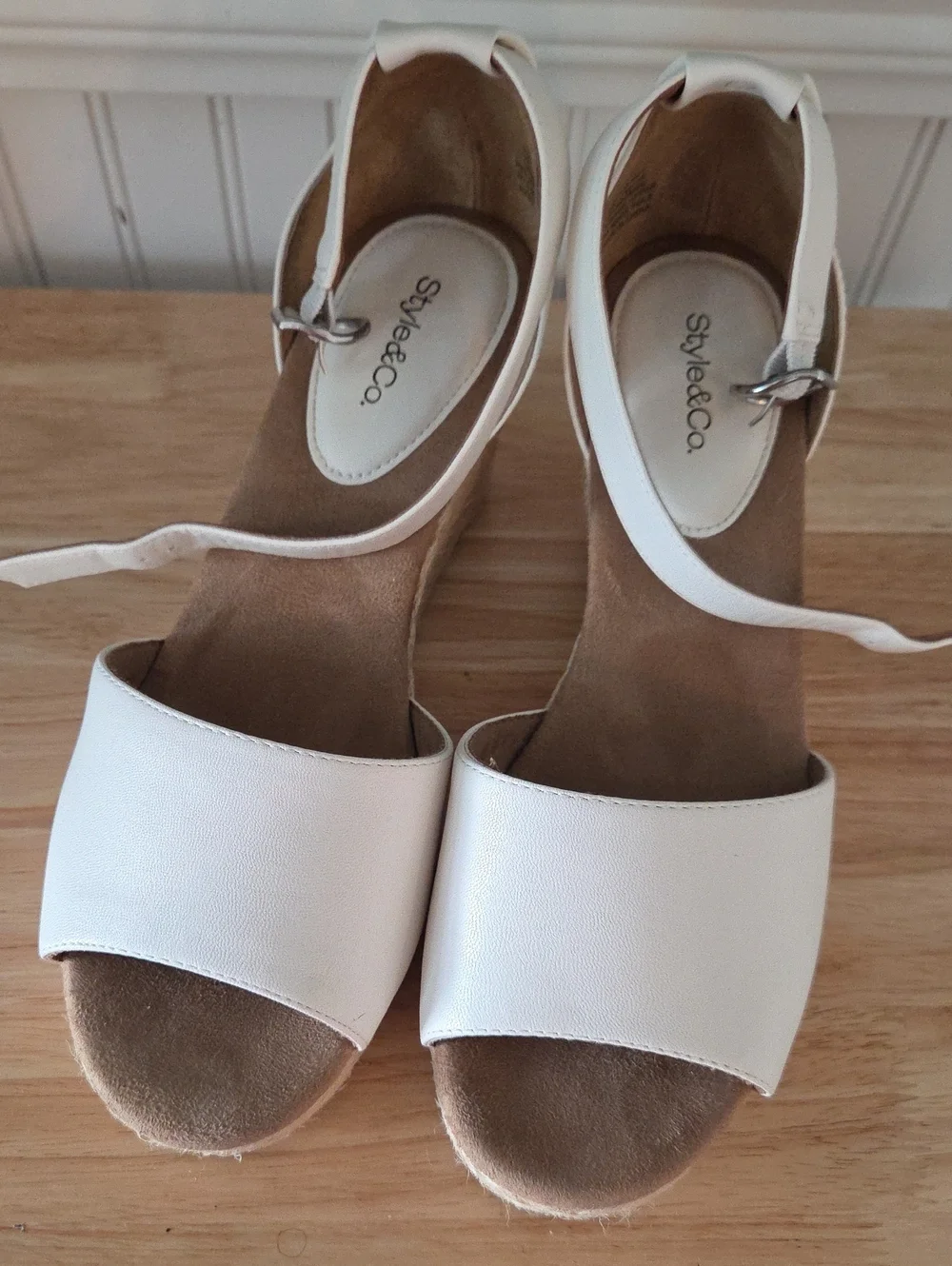 Style & Co. White Espadrille Wedge Sandals